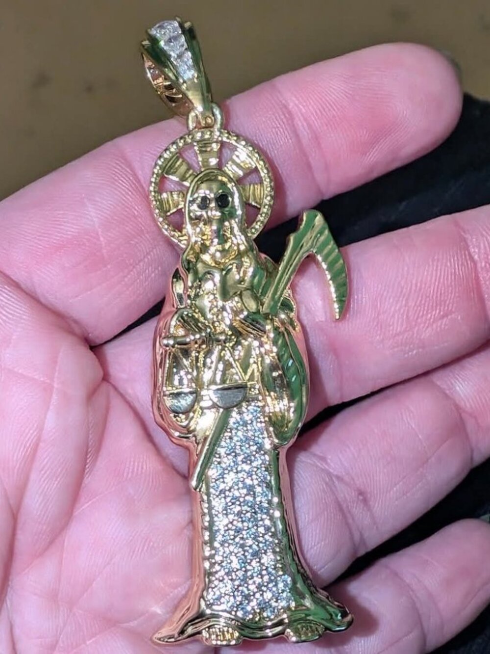 Gold filled grim reaper pendant